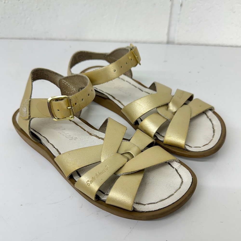 Salt‎ Water Sandals Gold Metallic Leather Original / Girls 12